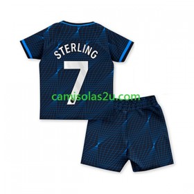 Camisolas de futebol Chelsea Raheem Sterling 7 Criança Equipamento Alternativa 2023/24 Manga Curta